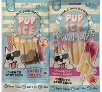 Paquete variado de paletas refrescantes para perros (contiene 4 paletas) - plátano y chocolate/fresa y plátano listos para congelar en casa (apto para perros de tamaño mediano)