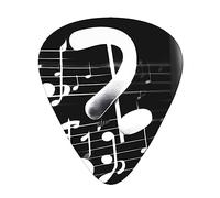 Paquete variado de púas de guitarra, 3 opciones de grosor, ideal para guitarras eléctricas y acústicas, notas musicales blancas y negras