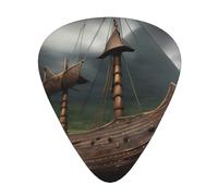 Paquete variado de púas de guitarra, bordes lisos, patrones duraderos y claros, 3 opciones de grosor, barco vikingos