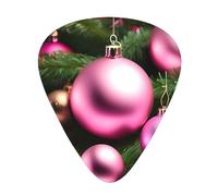Paquete variado de púas de guitarra, bordes lisos, patrones duraderos y claros, 3 opciones de grosor, bola de Navidad rosa