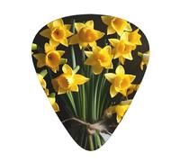 Paquete variado de púas de guitarra, bordes lisos, patrones duraderos y claros, 3 opciones de grosor, ramo de narcisos