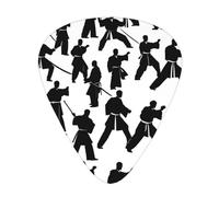 Paquete variado de púas de guitarra, bordes lisos, patrones duraderos y claros, 3 opciones de grosor, siluetas de artes marciales