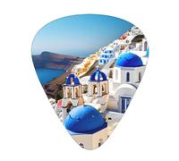 Paquete variado de púas de guitarra, bordes lisos, patrones duraderos y claros, 3 opciones de grosor, vista al mar de la isla griega Santorini