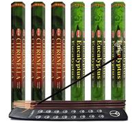 Paquete variado de varillas de incienso de citronela y eucalipto con soporte de Hem Trumiri Insense Insence