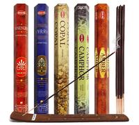 Paquete variado de varillas de incienso Hem #4 y soporte para varillas de incienso con 5 fragancias de base nicas