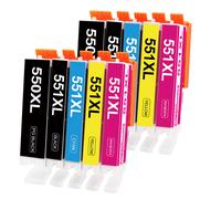 Paquetes de 10 Cartuchos de Impresora 550XL/551XL Compatibles con Canon PGI-550, CLI-551 XL para Canon IP7250, IP8750, MX925, MG5650, IX6850, MX725, MG5550, MG6350, MG6450, MX920