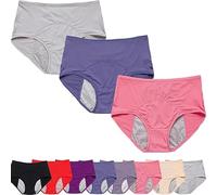Paquetes de 3/4/8 bragas a prueba de fugas, bragas a prueba de fugas para damas, bragas a prueba de fugas para damas mayores de 60, bragas a prueba de fugas para mujeres con incontinencia (3PCS-A, CN
