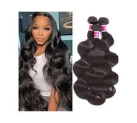 Paquetes de 3/4 piezas de cabello ondulado con trama doble, paquetes de cabello humano brasileño de 8 a 32 pulgadas, extensión de cabello Remy negro natural for mujeres(10 12 14 16)