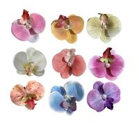 Paquetes de 9 elegantes pinzas para el pelo de orquídeas de tela resistente, accesorio de decoración para el cabello para uso diario casual y uso formal