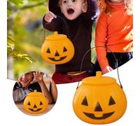 Paquetes de adornos de Navidad, tarros de caramelos con tapa, cubo de truco o calabaza de Halloween, bolsas de calabaza, calabazas de plástico para accesorios de rendimiento naranja con gran tamaño