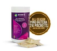 Paquetes de bacterias secas para todas las estaciones con cebada para estanques y características de agua | Paquetes solubles en agua fáciles de usar | 24 paquetes en recipiente | 1 paquete trata 1000