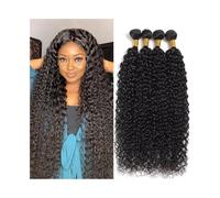Paquetes de Cabello Afro Kinky Curly Bundles 4PCS Double Weft Human Hair Extensions Jerry Curl Mongolian Remy Hair Weave Bundles Extensiones de Cabello(14 14 14 14)