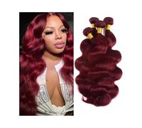 Paquetes de Cabello Extensiones de cabello humano ondulado de 16 a 30 pulgadas, color burdeos 99J, 1/3 de mechones, tejido Remy brasileño húmedo y ondulado for mujeres. Extensiones de Cabello Humano(1