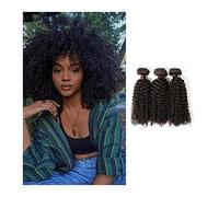 Paquetes de Cabello Humano Brazilian Kinky Curly Human Hair Bundles Natural Color 3 Pcs Remy Human Hair Weave Kinky Curly Bundle Hair Extensions for Wome Extensiones de Cabello (Color : Natural color