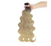 Paquetes de cabello humano, Extensiones de cabello brasileño ondulado, suaves, naturales y sintéticas, con ondas corporales gruesas(Brownish gold)