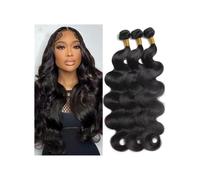 Paquetes de cabello humano, Extensiones de cabello humano ondulado 10 a 32 pulgadas, color negro, Remy(10inch)
