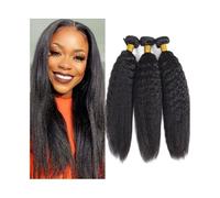 Paquetes de cabello humano, Extensiones de cabello virgen brasileño con mechones liso y rizado, 1 mechón, grueso(18inches 1 Bundle)