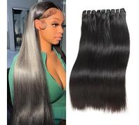 Paquetes de cabello humano liso 16 18 20 pulgadas brasileño 100% cabello virgen sin procesar paquetes de tejido recto cabello humano 3 paquetes (total 300g)