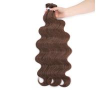 Paquetes de cabello humano Mechones de ondas corporales, cabello brasileño tejido, extensiones de cabello sintético Natural suave, pelo grueso ondulado colorido Extensiones de cabello(COFFEE BROWN_26I