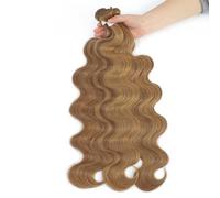 Paquetes de cabello humano Mechones de ondas corporales, cabello brasileño tejido, extensiones de cabello sintético Natural suave, pelo grueso ondulado colorido Extensiones de cabello(HIGHLIGHT BROWN_