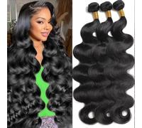 Paquetes De Cabello Humano Natural Ondulado 20 22 24 Pulgadas Wavy Human Hair Bundles Cabello Humano Brasileño Para Las Vacaciones 3 Paquete (Total 300 G) Color Natural, Suave Al Tacto