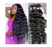 Paquetes de cabello humano Paquetes de armadura de cabello peruano Paquetes de cabello humano crudo 12-30 pulgadas Paquetes de ondas sueltas Remy Extension1/ 3/4 paquetes Extensiones de cabello(14 16