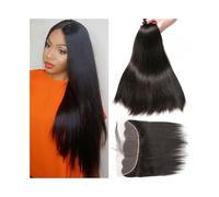 Paquetes de cabello humano Paquetes de cabello humano de 8 a 30 pulgadas con tejido frontal recto y extensiones de cabello Remy brasileño con encaje frontal de 13 × 4 Paquete de cabello/extensiones de