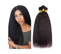 Paquetes de cabello humano, Paquetes de cabello humano doble trama, brasileño, rizado y liso, 1 paquete(18inch)