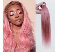 Paquetes de cabello humano Paquetes de cabello humano Paquetes de armadura de cabello brasileño rosa Paquetes de cabello lacio sedoso 1 paquete de cabello Paquetes de tejido de cabello(12 12 12)