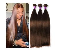 Paquetes de cabello humano Paquetes de cabello humano recto marrón chocolate 10-32 pulgadas Remy 100% Cabello humano virgen # 4 Tejido de cabello brasileño 1/3/4 paquetes Extensiones de cabello(24 26