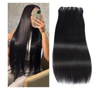 Paquetes de cabello humano, Paquetes de cabello lacio brasileño 100% humano sin procesar extensiones Color negro Cabello recto for mujeres negras(10inch)