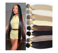 Paquetes de cabello humano, Peluca Paquete de cabello Cabello liso Fibra química cortina(Black,24inch)