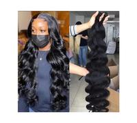 Paquetes de cabello Mechones de cabello ondulado brasileño, extensiones humano Real 1/3/4 Uds., Remy doble trama, color negro Natural, 8-40 pulgadas(12inches)