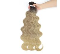 Paquetes de cabello Mechones de ondas corporales, cabello brasileño tejido, extensiones de cabello sintético Natural suave, pelo grueso ondulado colorido Extensiones de cabello corto(OMBRE BROWN_26INC