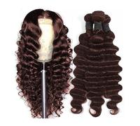 Paquetes de cabello Paquetes de armadura de cabello humano de onda de cuerpo marrón 100% cabello humano 8-30 pulgadas # 4 Paquetes de onda profunda suelta Cabello humano Tejido de cabello de doble tra