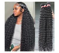 Paquetes de Cabello Paquetes de cabello humano de onda profunda, paquete rizado 100% cabello humano tejido 3 4 paquetes de extensiones de cabello Remy naturales brasileños Extensiones de Cabello(24 26