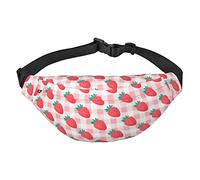 Paquetes de cintura de fresa a cuadros rosados ajustables ocasionales bolsa de cintura paquete senderismo cinturón paquetes de cintura, Como se muestra en la imagen, Talla única, Mochila casual