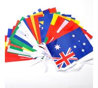 Paquetes de decoraciones de fiesta, 100/200 banderas de cuerda de países diferentes, banderines internacionales, banderines, decoración para bares, clubes deportivos, eventos de fiesta (100 países)
