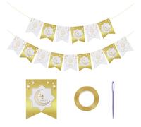 Paquetes de decoraciones de fiesta, decoración de Ramadán Kareem para el hogar, banderas de Eid Mubarak, banderas de luna feliz, guirnalda de banderines para fiesta musulmana islámica (B03)