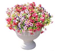 Paquetes de flores de color violeta sintético resistentes a los rayos UV para decoración al aire libre, paquete de 12 flores artificiales realistas de seda y plástico para jardines, balcones y bodas