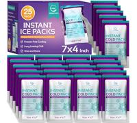 Paquetes de hielo instantáneo para lesiones, 25 paquetes (7 x 4 pulgadas) | Paquete de hielo instantáneo - Compresa fría desechable para alivio del dolor, primeros auxilios, hinchazón, dolor de