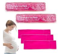 Paquetes de hielo perineal reutilizables para alivio del dolor posparto y hemorroides, paquete caliente y frío para mujeres después del embarazo, 2 paquetes de hielo y 3 fundas (rosa)
