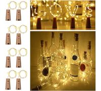 paquetes de luces de hadas de corcho de imitaci?n de cobre con forma de estrella para botellas de vino, luces de botella de color blanco c?lido que fu