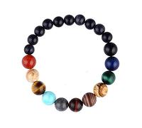 Paquetes de pulseras únicas con cuentas temáticas de ocho planetas, sistema de piedra natural, pulseras de vestir para mujer, talla única, Piedra volcánica, No es una piedra preciosa