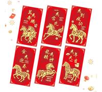 Paquetes Rojos Propicios, Sobres de Papel de 6 Piezas, Sobre de Año Nuevo Lunar con Diseño de Caballo, Titular de Dinero de Regalo con Ilustraciones Festivas, Accesorio de Fiesta Festival, Sobres para
