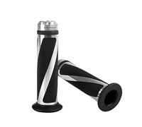 Par 7/8" Motocicleta Perillas Motocicleta Universal Puño Acoples de Manillar Moto Manillar Aluminio para Honda Yamaha Suzuki Kawasaki (Plata)