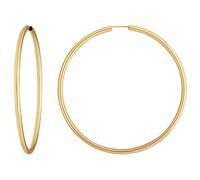Par Aretes Argollas Redondas Grandes 925 Plata Dorado Amarillo 60x2,5mm