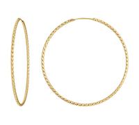 Par Aretes Aro Redondos Diamantados Grandes 925 Plata Esterlina Chapados Oro