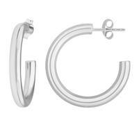Par Aretes Aro Semiaros Minimalistas de Plata 925 26x3,5mm Sin Piedra Plata