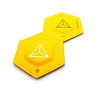 Par Cuántico - Poderosos Imanes de Neodimio para Biomagnetismo y Par Biomagnético - Forrados en Cuero, con Cromoterapia (color) y Geometría Sagrada para Armonización de 3º Chakra - Amarillo